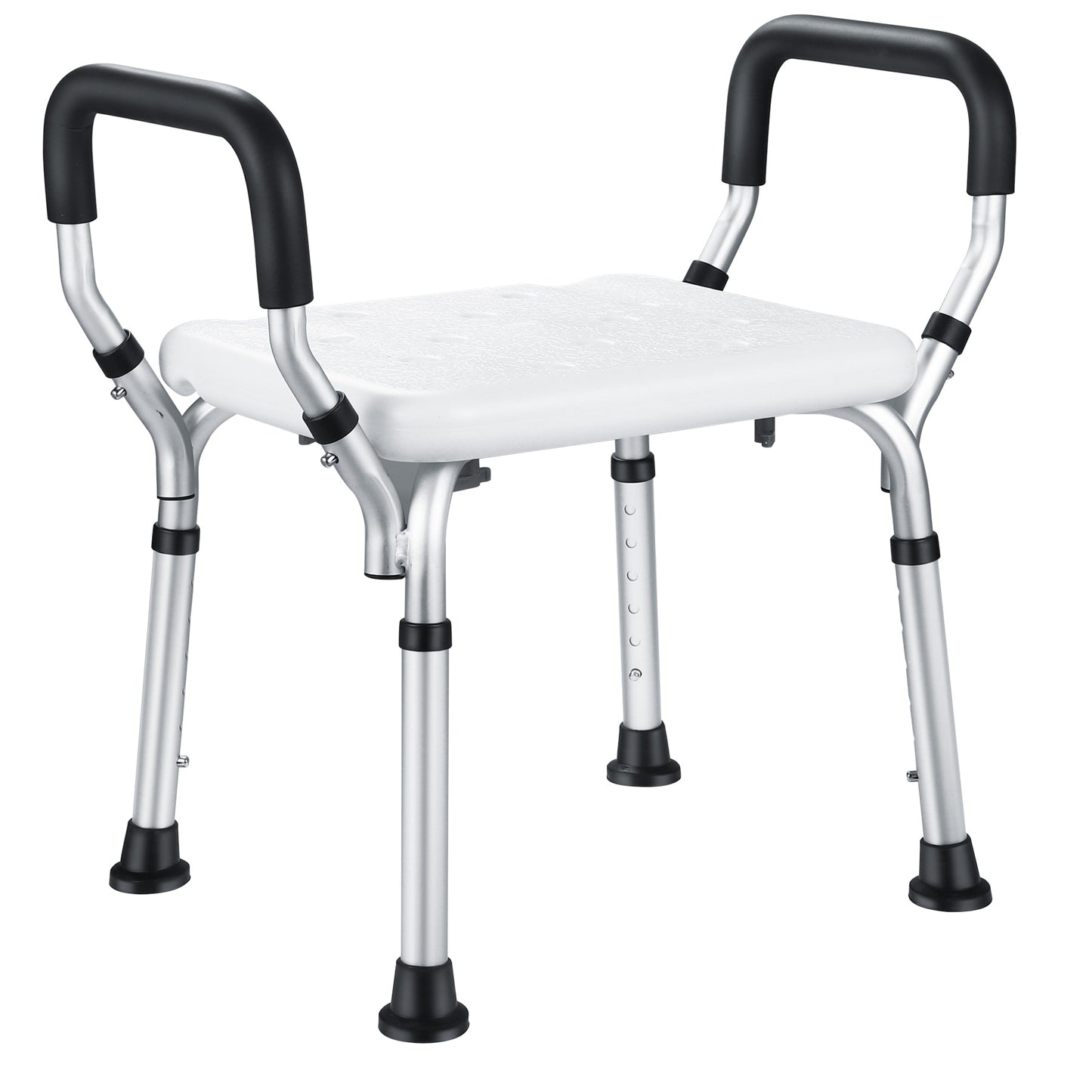 Height Adjustable Shower Chair with Detachable Armrests, Shower Stool Load up to 150kg