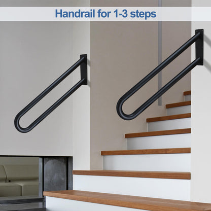 Wall Mounted Hand Railings, U Shaped Stair Railings for Indoor Outdoor Steps Garage Porch Garden